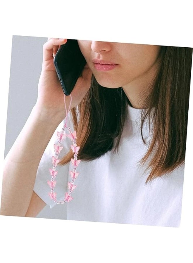 ShebSheb Cute Butterfly Beaded Phone Charm Strap,Butterfly Phone Lanyard Wrist Strap  - Image 4