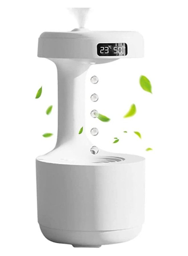 ISank Ultrasonic Humidifiers for Bedroom, cool mist humidifiers Anti Gravity Water Drop, oil diffuser LED Clock Display, 36dB Quiet Air Humidifier with Night Light for room Office 800ml  - Image 1