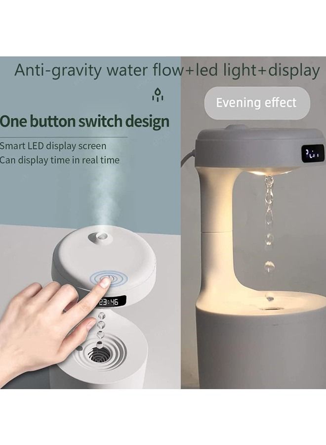 ISank Ultrasonic Humidifiers for Bedroom, cool mist humidifiers Anti Gravity Water Drop, oil diffuser LED Clock Display, 36dB Quiet Air Humidifier with Night Light for room Office 800ml  - Image 4