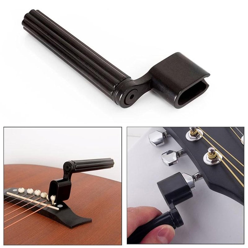 Techno Professional Guitar String Winder, Black Carbon Steel, Universal String Peg Winder for Acoustic and Electric Guitars, Glossy Finish - Image 2