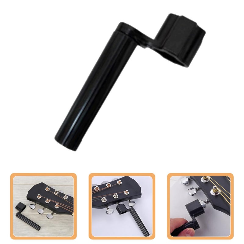 Techno Professional Guitar String Winder, Black Carbon Steel, Universal String Peg Winder for Acoustic and Electric Guitars, Glossy Finish - Image 3