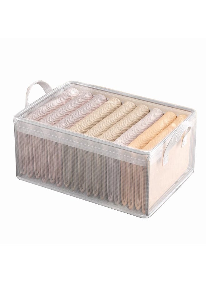 Living Transparent Clothes Drawer Organizer Size M 7 Grids Clothing Divider with Handles for Closet and Wardrobe - Image 3