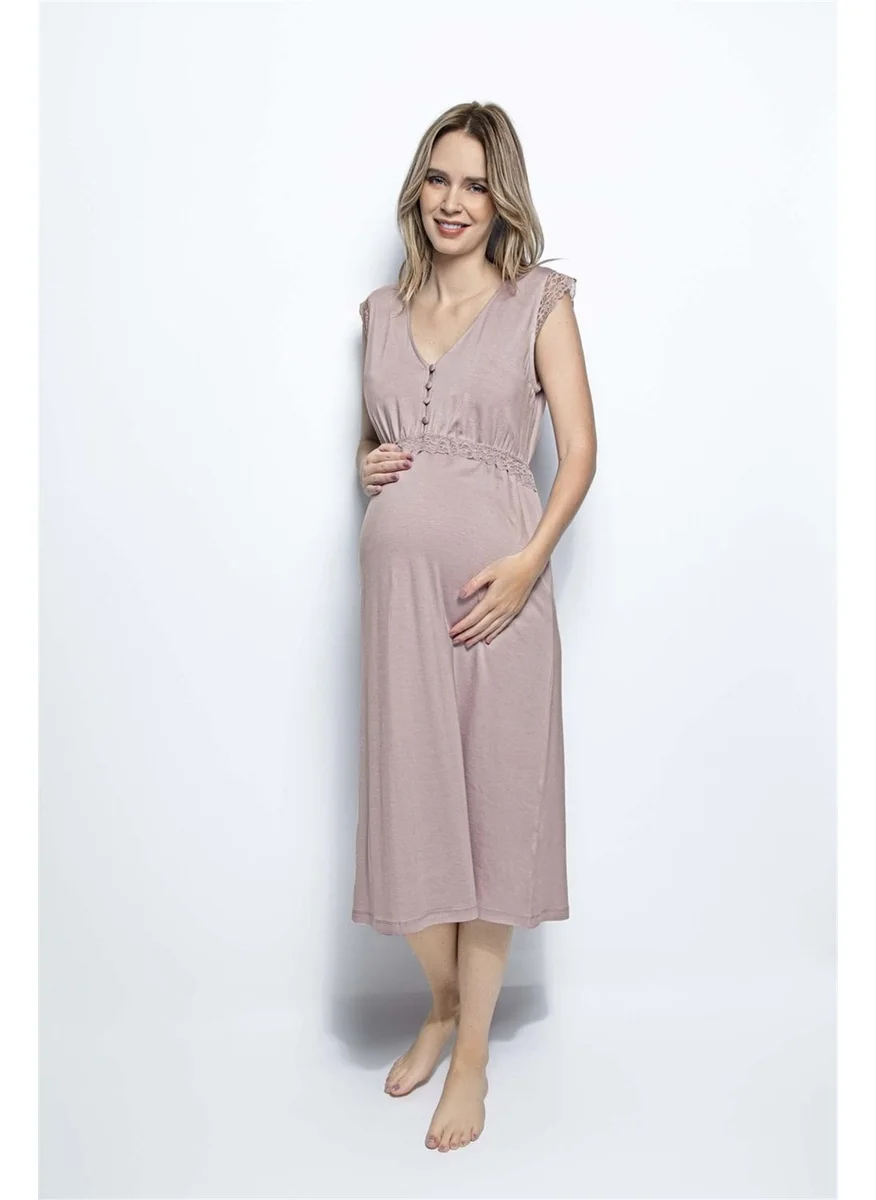 Monamise 18449 Women's Mink Maternity Maternity Short Sleeve Nightgown