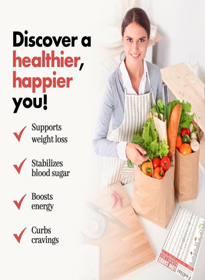 Fodlist Low Carb Food List. Your Grocery List for a Healthy Low-carb Diet Plan. Perfect for Meal Planning, Carb counting, Calories, Fats, Proteins, and Fibers. Tri-fold. Laminated. 8""x11"" - Image 3