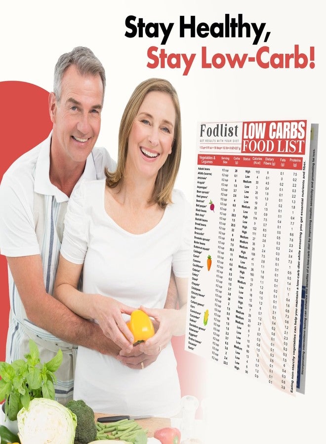 Fodlist Low Carb Food List. Your Grocery List for a Healthy Low-carb Diet Plan. Perfect for Meal Planning, Carb counting, Calories, Fats, Proteins, and Fibers. Tri-fold. Laminated. 8""x11"" - Image 2