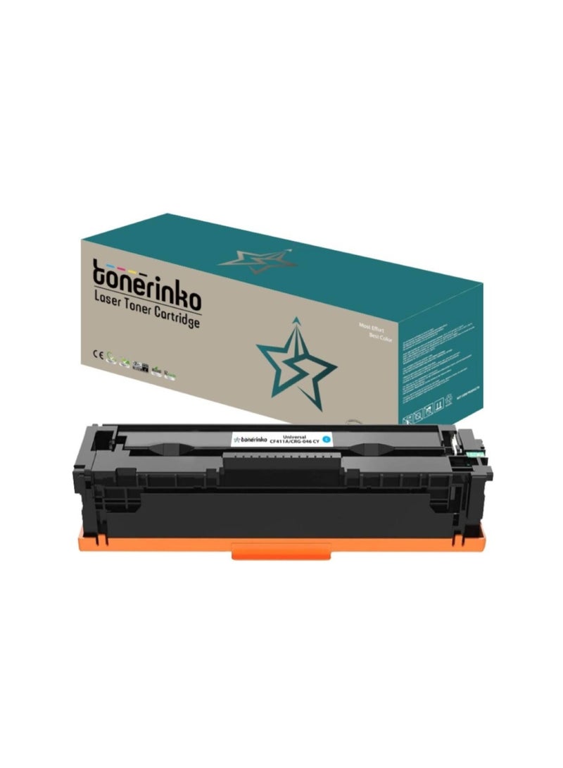 Toner Cartridge Tonerinko Premium Replacement Toner Cartridge Compatible With HP CF410A, 410X, CF410X, HP Color LaserJet Pro M477fdw, M477fnw, M477fdn, M452nw, M377dw (Cyan Universal CF411A/CRG-046 CY) | CRG-046 CY - Image 1