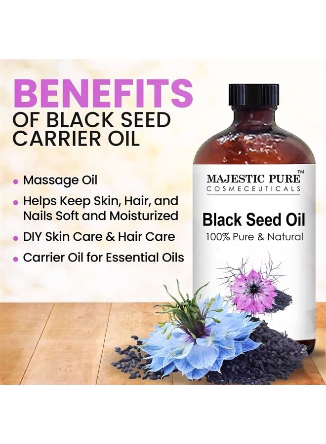 Majestic Pure Black Seed Oil - 100% Pure, Natural & Cold Pressed Liquid - Nigella Sativa from Turkish Black Cumin Seed Oil - for Hair Growth, Skin, Face, Massage, and Essential Oils Mixing - 4 fl oz - Image 3