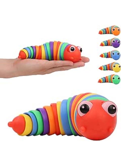 JOEY'Z Extra Large 7" Fidget Slug Toys, Sensory Slug Fidget Toy, Stim Toy, Fidget Toys Rainbow Assorted Colored ADHD Stimulation Toy