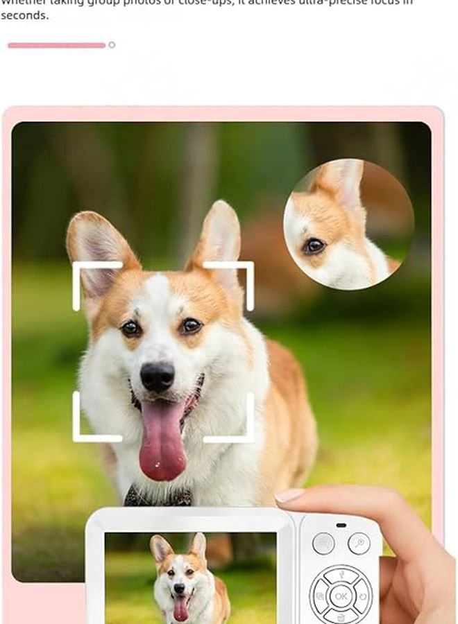 كاميرا رقمية بيضاء بدقة 4K مع مستشعر 64 ميجابكسل وتكبير 18x وشاشة مزدوجة للتدوين المرئي للطلاب والسفر - Image 3