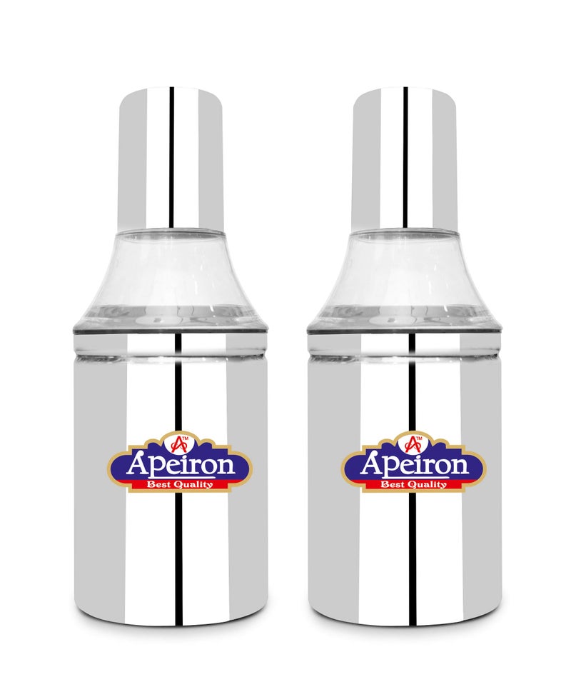 Apeiron Stainless Steel Nozzle Oil Dispenser Without Handle 500 ML (Pack of 2, Silver) - Image 1