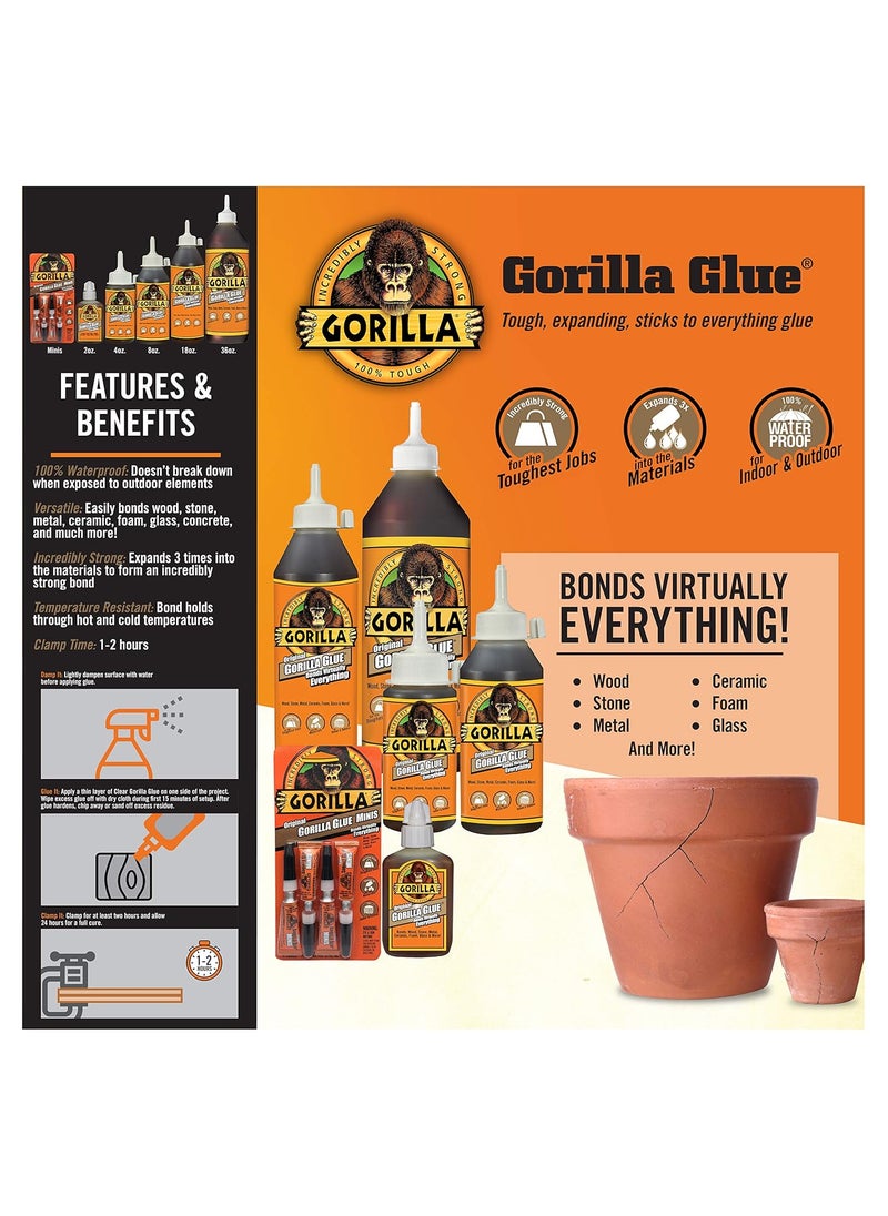 Gorilla Gorilla Original Waterproof Polyurethane Glue 4 ounce Bottle Brown Pack of 2  - Image 5