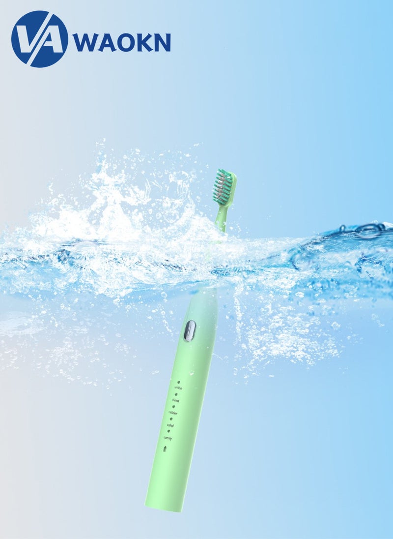 WAOKN Rechargeable Sonic Electric Toothbrush High-frequency Vibration IPX7 Waterproof Power Toothbrush 5 Modes Adjustable and Smart Electric Toothbrush with 2 Detachable Soft-bristle Brush Heads - Image 4