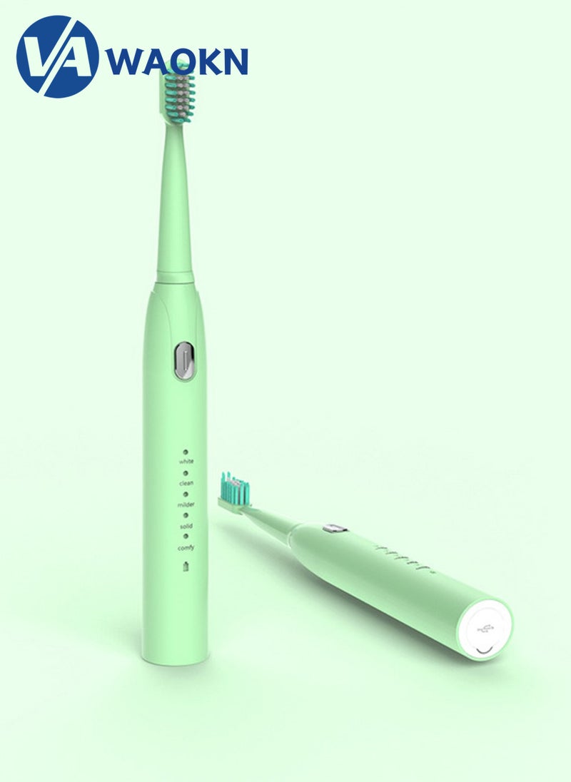 WAOKN Rechargeable Sonic Electric Toothbrush High-frequency Vibration IPX7 Waterproof Power Toothbrush 5 Modes Adjustable and Smart Electric Toothbrush with 2 Detachable Soft-bristle Brush Heads - Image 5