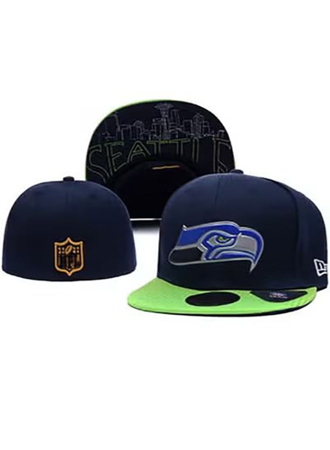 New Era Seattle Seahawks NFL Navy Blue & Neon Green Flat Brim Baseball Cap-58.7cm