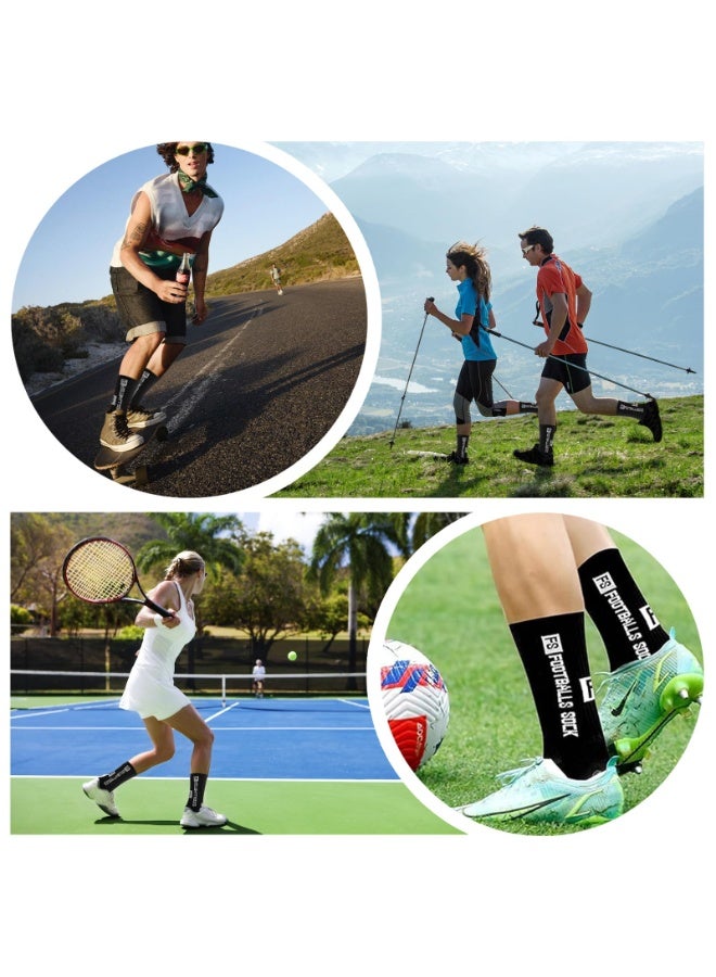 LEFAFA 3 Pairs Football Socks for Men, Non-Slip Grip Soccer Socks with Reinforces Toe, Breathable Mesh Sports Socks for Men and Women Basketball Running, Black(39-46) - Image 3
