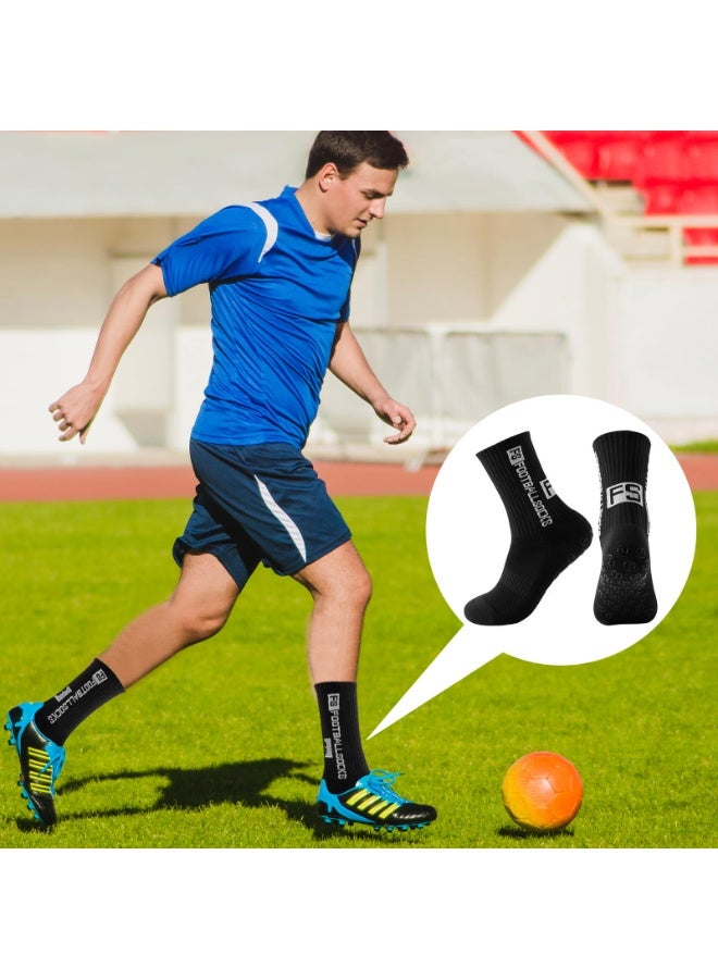 LEFAFA 3 Pairs Football Socks for Men, Non-Slip Grip Soccer Socks with Reinforces Toe, Breathable Mesh Sports Socks for Men and Women Basketball Running, Black(39-46) - Image 4