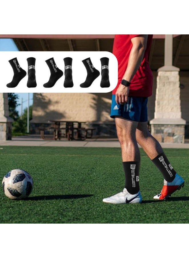 LEFAFA 3 Pairs Football Socks for Men, Non-Slip Grip Soccer Socks with Reinforces Toe, Breathable Mesh Sports Socks for Men and Women Basketball Running, Black(39-46) - Image 5