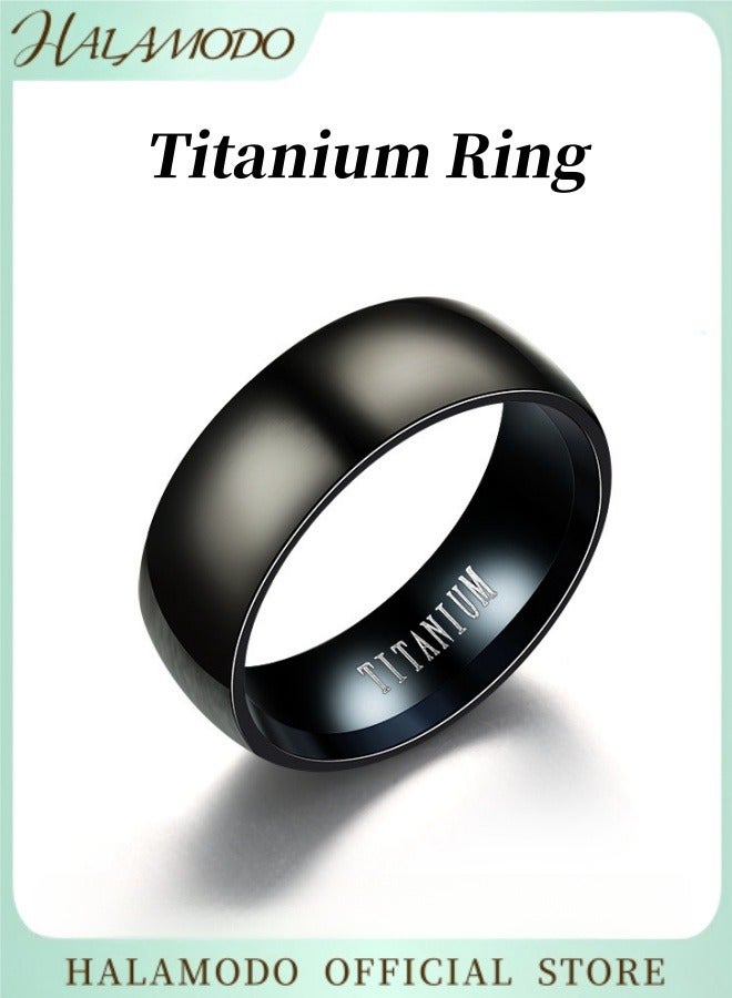 Halamodo Unisex Titanium Ring Wedding Rings Band in Comfort Fit Matte Finish for Men Women Engagement Ring Jewelry Birthday Gift for Adults - Image 1