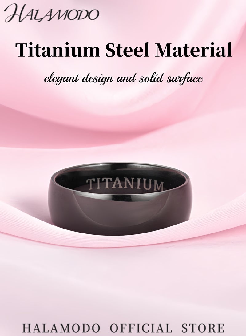 Halamodo Unisex Titanium Ring Wedding Rings Band in Comfort Fit Matte Finish for Men Women Engagement Ring Jewelry Birthday Gift for Adults - Image 2