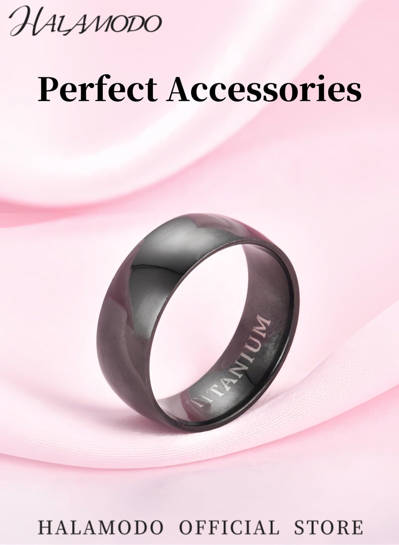 Halamodo Unisex Titanium Ring Wedding Rings Band in Comfort Fit Matte Finish for Men Women Engagement Ring Jewelry Birthday Gift for Adults - Image 3