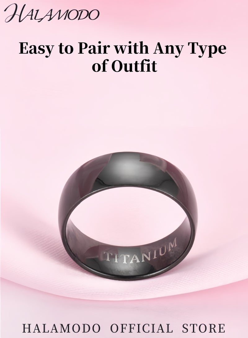 Halamodo Unisex Titanium Ring Wedding Rings Band in Comfort Fit Matte Finish for Men Women Engagement Ring Jewelry Birthday Gift for Adults - Image 4