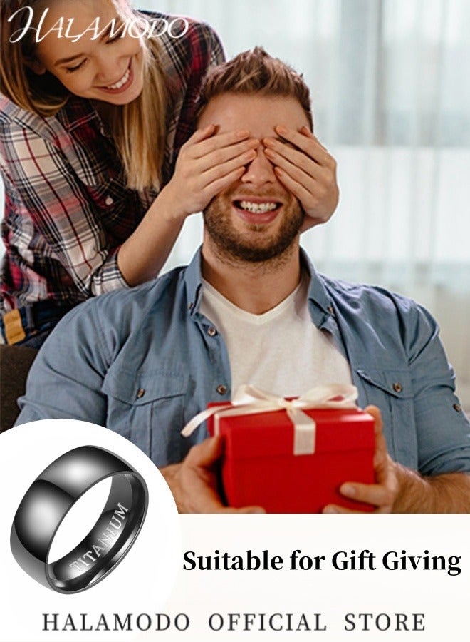 Halamodo Unisex Titanium Ring Wedding Rings Band in Comfort Fit Matte Finish for Men Women Engagement Ring Jewelry Birthday Gift for Adults - Image 5