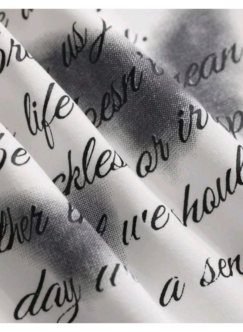 DAZY Women's Asymmetrical Shoulder T-Shirt With Slogan & Color Blocking Print Long Sleeve Women Tops - Image 5