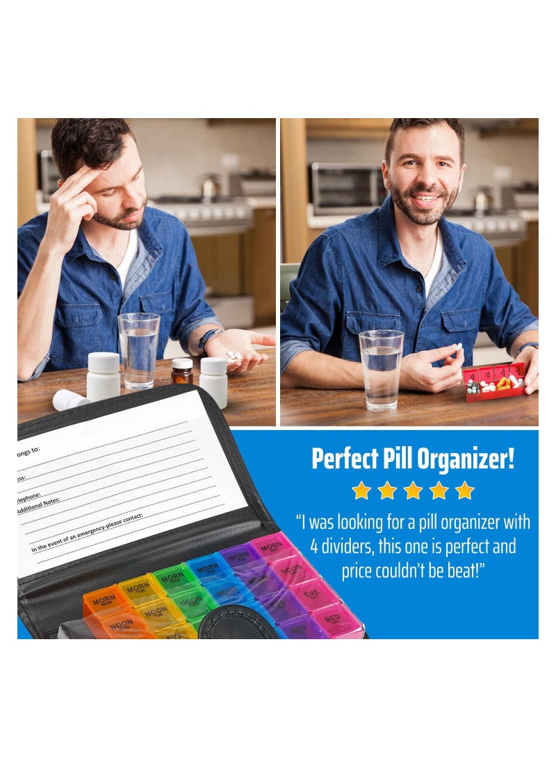 2-Pack Portable Weekly Pill Organizer & Dispenser for Vitamins, Fish Oil & Supplements - Travel-Friendly Design - Image 2