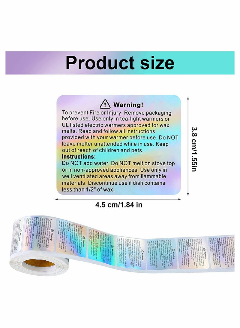 Candle Warning Stickers Label, Waterproof Candle Safety Decals with 100 Pieces Cotton Candle Wicks for Wax Melt Molds, 1.8 x 1.5 Inches 600 Pieces