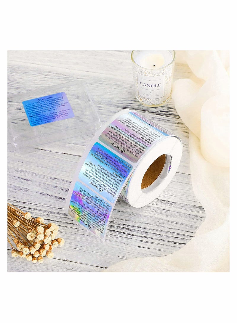 Candle Warning Stickers Label, Waterproof Candle Safety Decals with 100 Pieces Cotton Candle Wicks for Wax Melt Molds, 1.8 x 1.5 Inches 600 Pieces