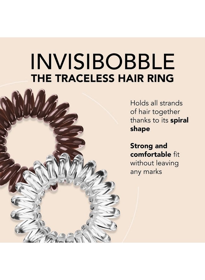 invisibobble Original Traceless Spiral Hair Ties Pack Of 8 Crystal Clear And Pretzel Brown Strong Elastic Grip Coil Accessories For Women Non Soaking Gentle For Girls Teens And Thick Hair - Image 2