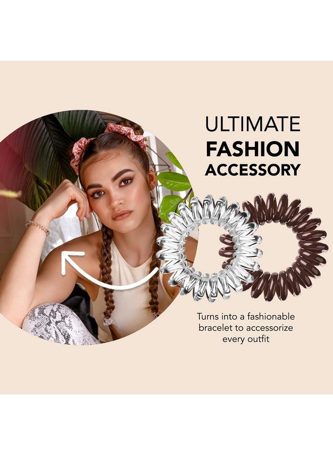 invisibobble Original Traceless Spiral Hair Ties Pack Of 8 Crystal Clear And Pretzel Brown Strong Elastic Grip Coil Accessories For Women Non Soaking Gentle For Girls Teens And Thick Hair - Image 5