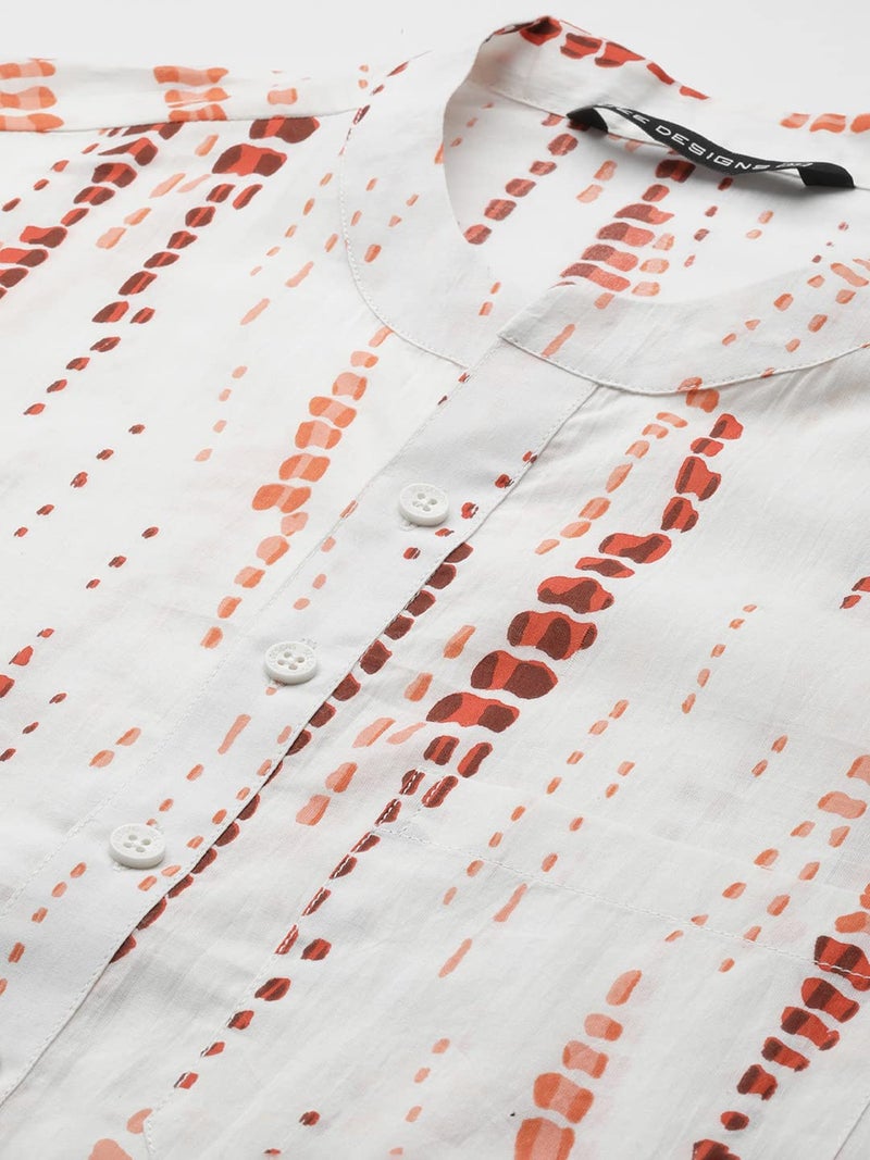 See Designs Men White Multi Tie and dye Print Design Straight Kurta_SDKT1112XL - Image 2