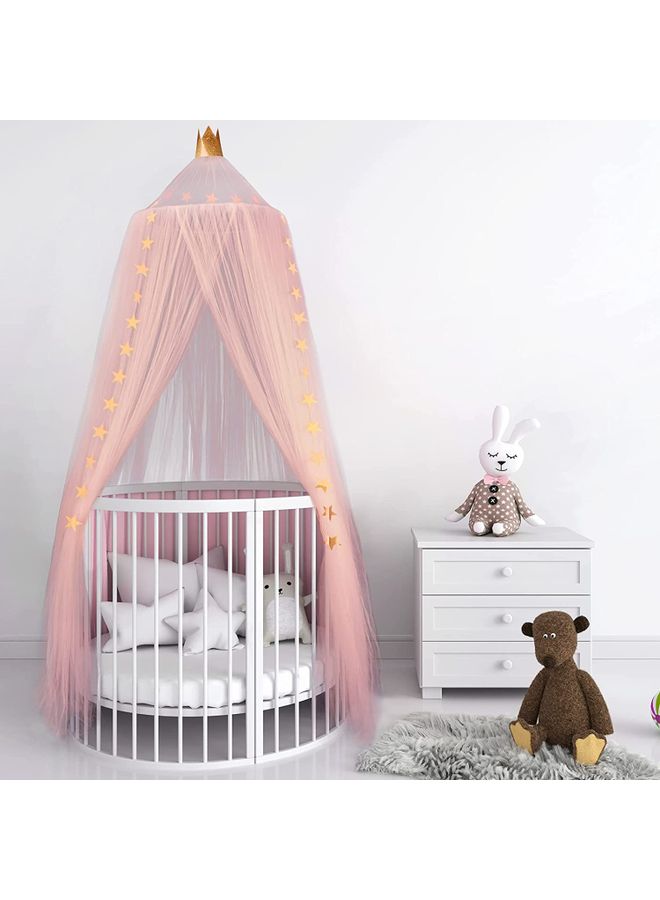 Pink 60 x 240cm Round Dome Mosquito Net made of Soft, Breathable Fabric  - Image 1