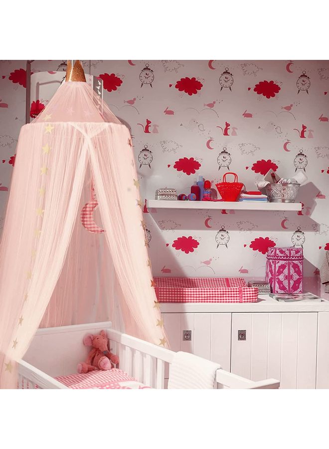 Pink 60 x 240cm Round Dome Mosquito Net made of Soft, Breathable Fabric  - Image 3