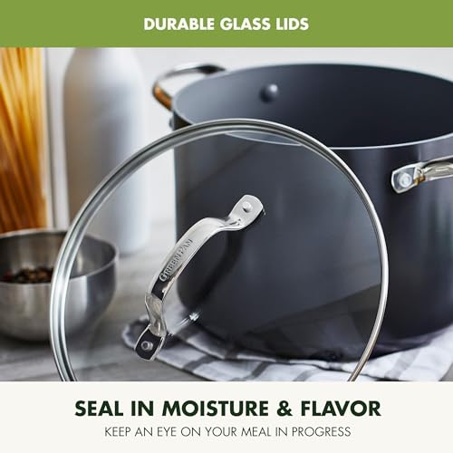 GreenPan Valencia Pro Hard Anodized Healthy Ceramic Nonstick 8QT Stock Pot with Lid, PFAS-Free, Induction, Dishwasher Safe, Oven Safe, Gray - Image 5