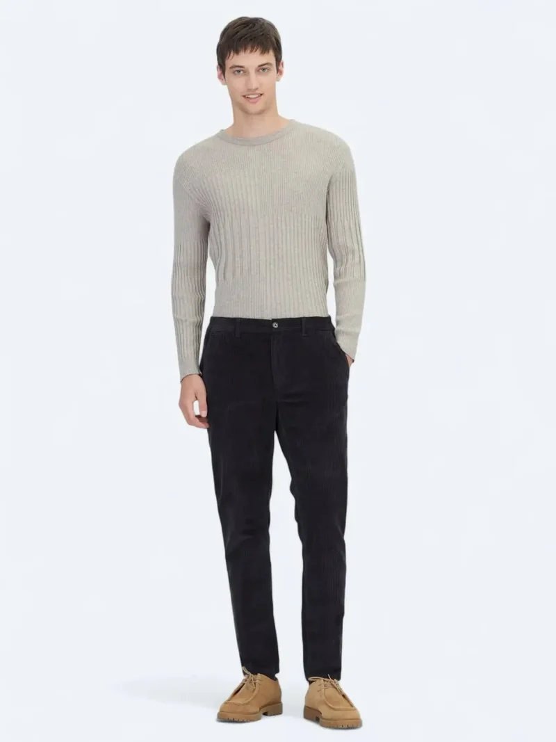 Kip Black Weaving Jogging Fit Casual Cotton Blended Trousers