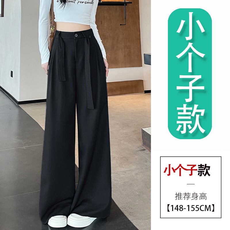 Belt-Tied Suit Pants Loose Wide-Leg Pants Fashion Casual Long Pants Multi-Color Multi-Size Small Tall - Image 1