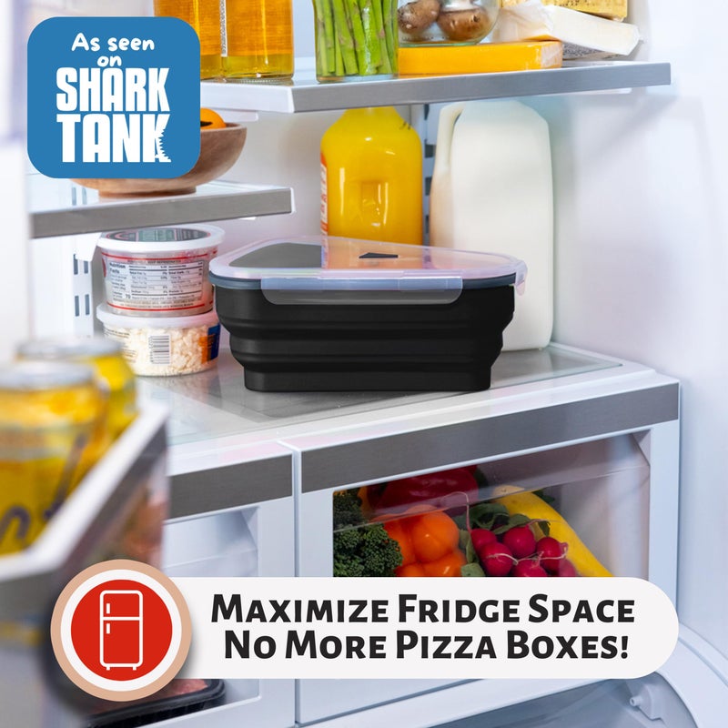 PIZZA PACK The Perfect Pizza Packâ„¢ - Reusable Pizza Storage Container with 5 Microwavable Serving Trays - BPA-Free Adjustable Pizza Slice Container to Organize & Save Space, Black - Image 3