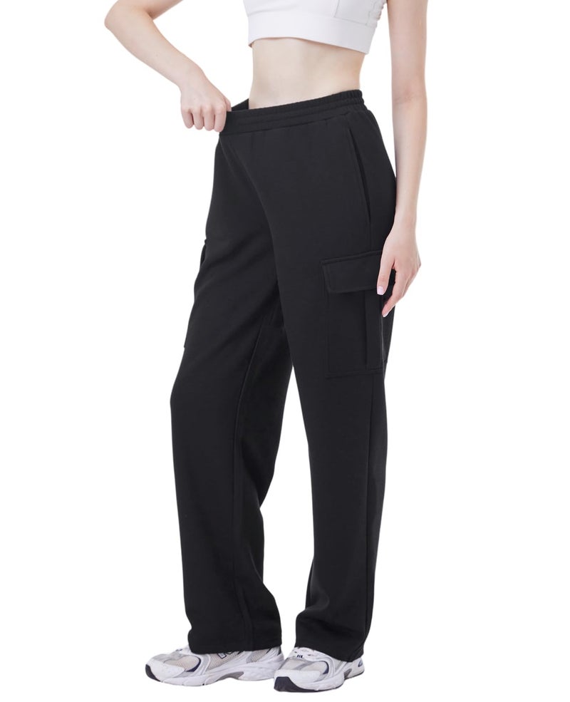 TTZ Womenâ€™s Tall Cargo Sweatpants 32"/34" Inseam Extra Long Soft Stretch Lounge Pants for Tall Women Black - Image 2