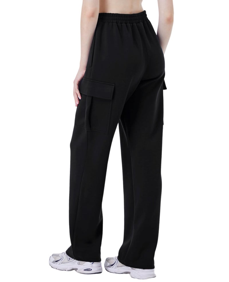 TTZ Womenâ€™s Tall Cargo Sweatpants 32"/34" Inseam Extra Long Soft Stretch Lounge Pants for Tall Women Black - Image 3