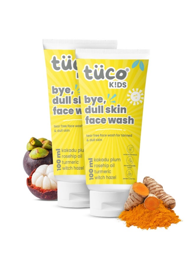 TuCo غسول الوجه للأطفال من Tuco® | مثالي للبشرة الباهتة | غني بالكركم، وبرقوق الكاكادو، وزيت ثمر الورد، وزيت العصفر، وويتش هازل (بندق الساحرة) | مناسب للأعمار من 2 إلى 15 عاماً | خالٍ من البارابين والكبريتات | 100 مل (عبوة من قطعتين) - Image 1