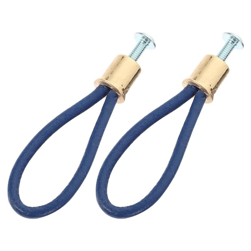 Modern Rustic Cabinet Pulls Navy Blue Gold Tip Minimalist Leather Rope Pull Handles For Wardrobe Drawers - Image 2