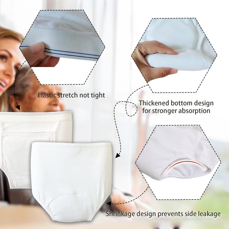 Lmaray Pull On Style Adult Cloth Diaper for Women Reusable Nappy Washable Elderly Incontinence Care Protection Nappies Underwear for Women Repeatedly Washing LeakProof Safety Pants 2635 inch Waist - Image 3