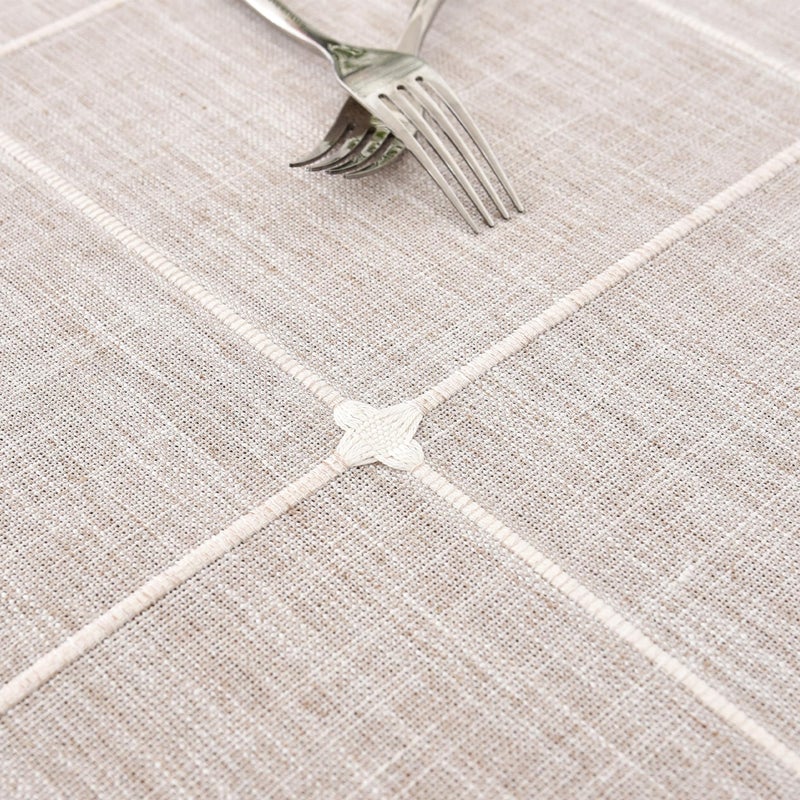NEWISHER Farmhouse Embroidered Plaid Tablecloth Lattice Fabric Table Cloth Oval Rustic Checkered Table Cover Dining Kitchen Home Decor Party (Brown, 60 x 84 inch) - Image 3