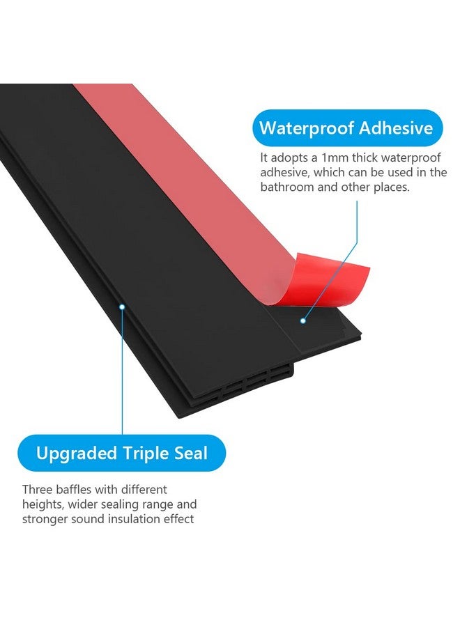 Ainiv 2 Pack Door Draft Stopper Under Door Seal 2" W X 39" L Cutable Soundproof Door Seal Adhesive Under Door Sweep For Exterior & Interior Doors Dust And Noise Insulation Weather Strippingblack - Image 5