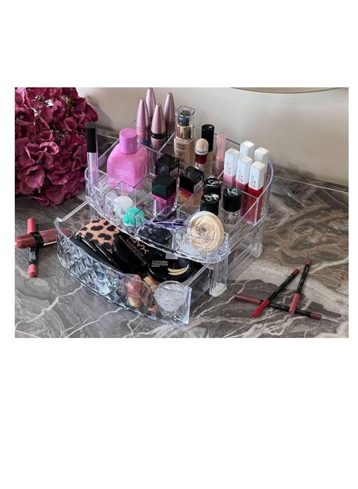 Acrylic Cosmetic Organizer - Makeup Display Stand - Jewelry Storage Case with Drawers for Lipstick - Image 2