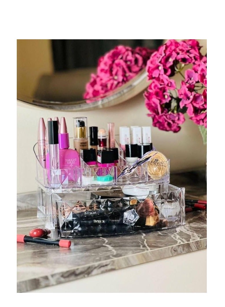 Acrylic Cosmetic Organizer - Makeup Display Stand - Jewelry Storage Case with Drawers for Lipstick - Image 3