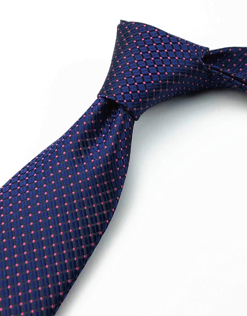 Elfeves Mens Navy Wine Red Silk Cravat Ties Woven Dance Formal Slim Skinny Neckties Gift Ideal - Image 2