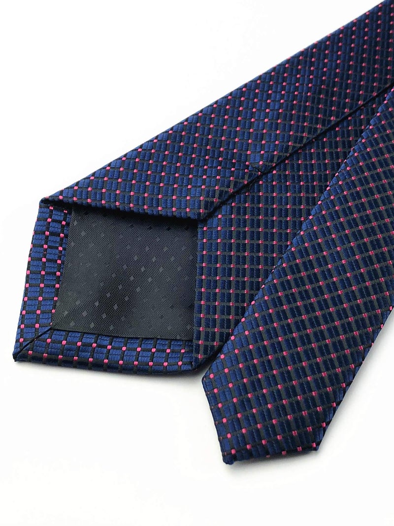 Elfeves Mens Navy Wine Red Silk Cravat Ties Woven Dance Formal Slim Skinny Neckties Gift Ideal - Image 3